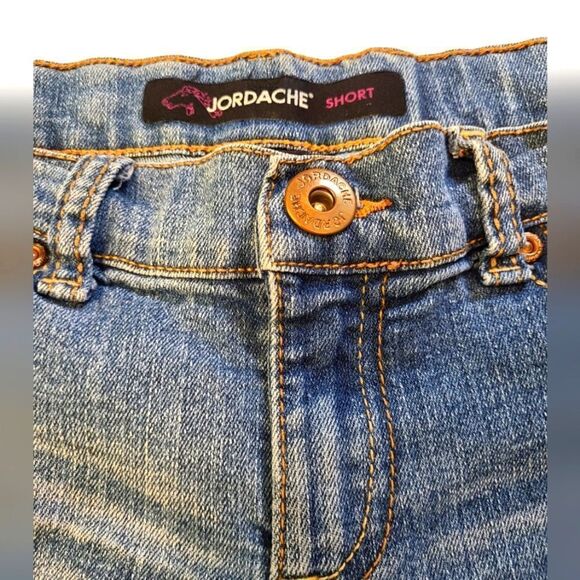 JORDACHE Jean‎ Shorts Cuffed Faded Denim Gold Topstitching sz 8 - Picture 4 of 10